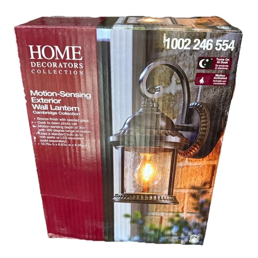 Home Decorators Collection 1-Light Bronze 12.75 in Wall Mount Lantern New